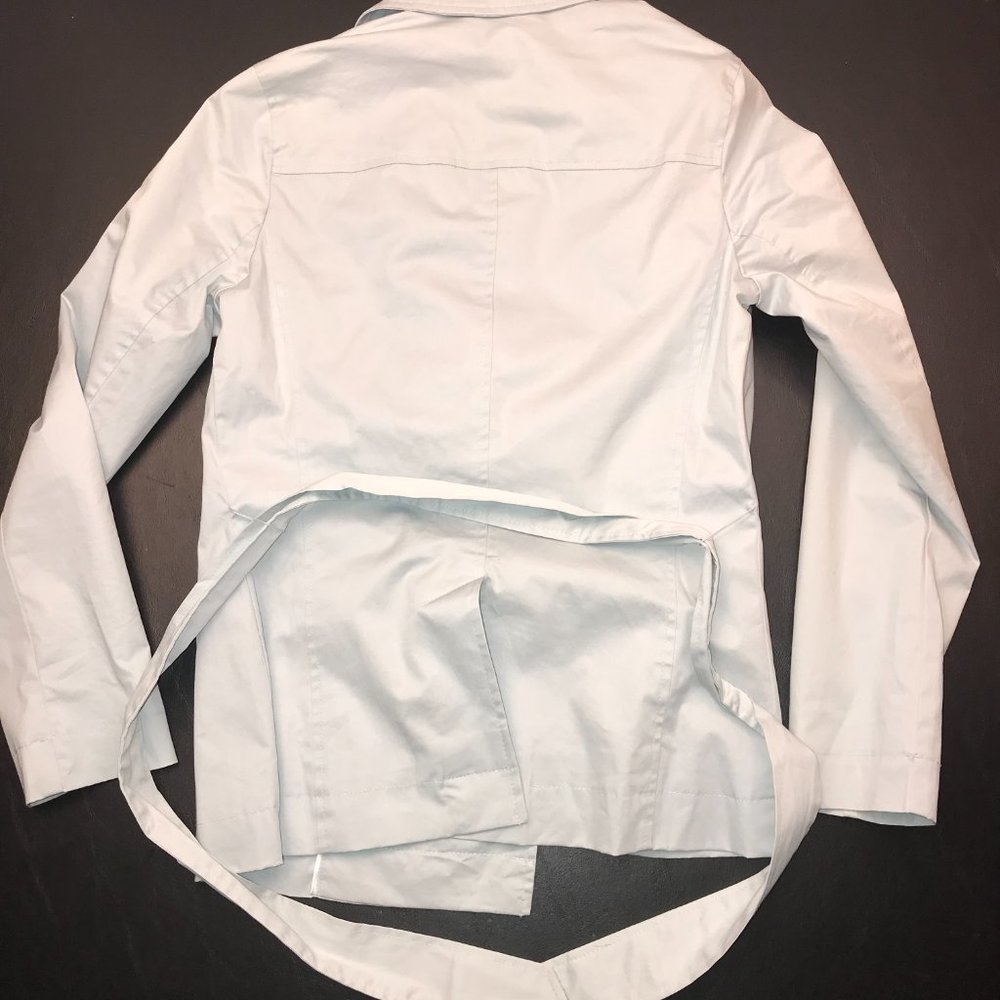 Gap Women's Pea Coat Jacket Size S Light Blue with Tie and Buttons - Picture 3 of 16